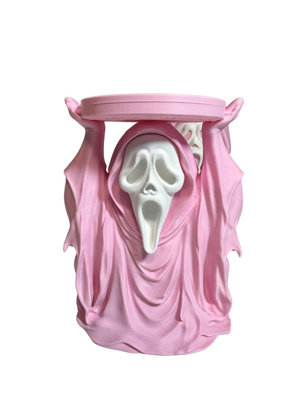 Ghostface Candle Holder Halloween Decor Pink Ghost Design for Spooky Season