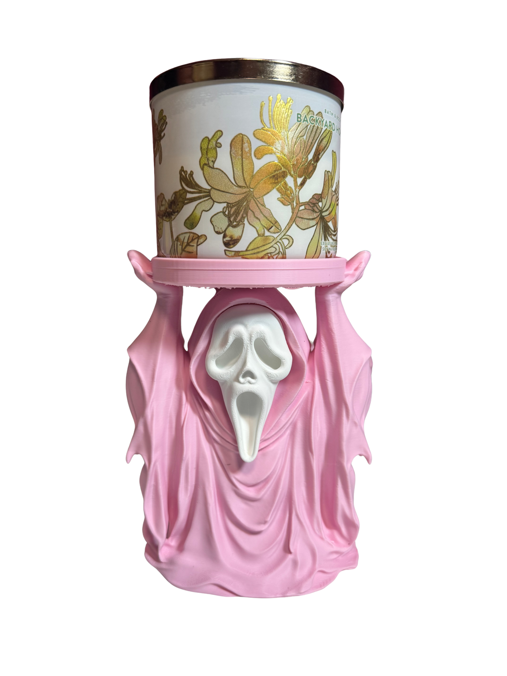 Ghostface Candle Holder Halloween Decor Pink Ghost Design for Spooky Season