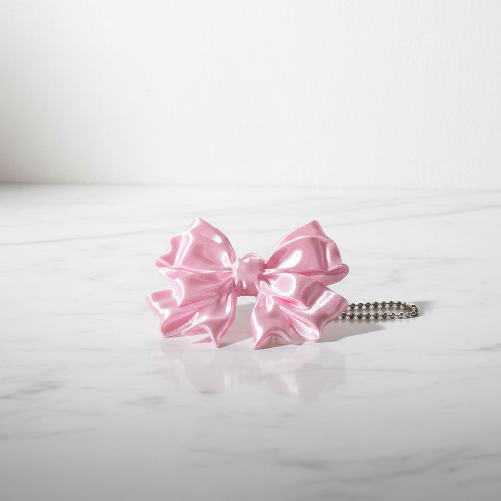Coquette Bow Key Chain - Pink Satin Bow Design for Stylish Key Attachments