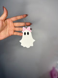 Fun Shape Halloween Ghost Coquette Can Opener - Kitchen Gadgets, Utensils, Compact Nail Saver with Pink Bow, Key Chain Spooky