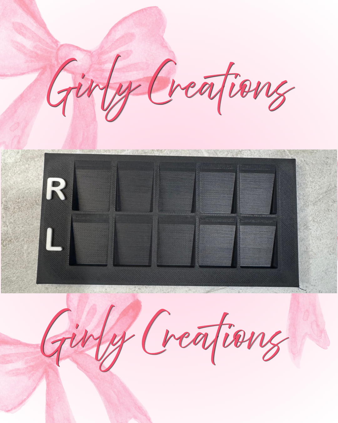 Black Press-On Nail Tip Holder Tray – Left & Right Nail Organizer for Nail Art & Gel X