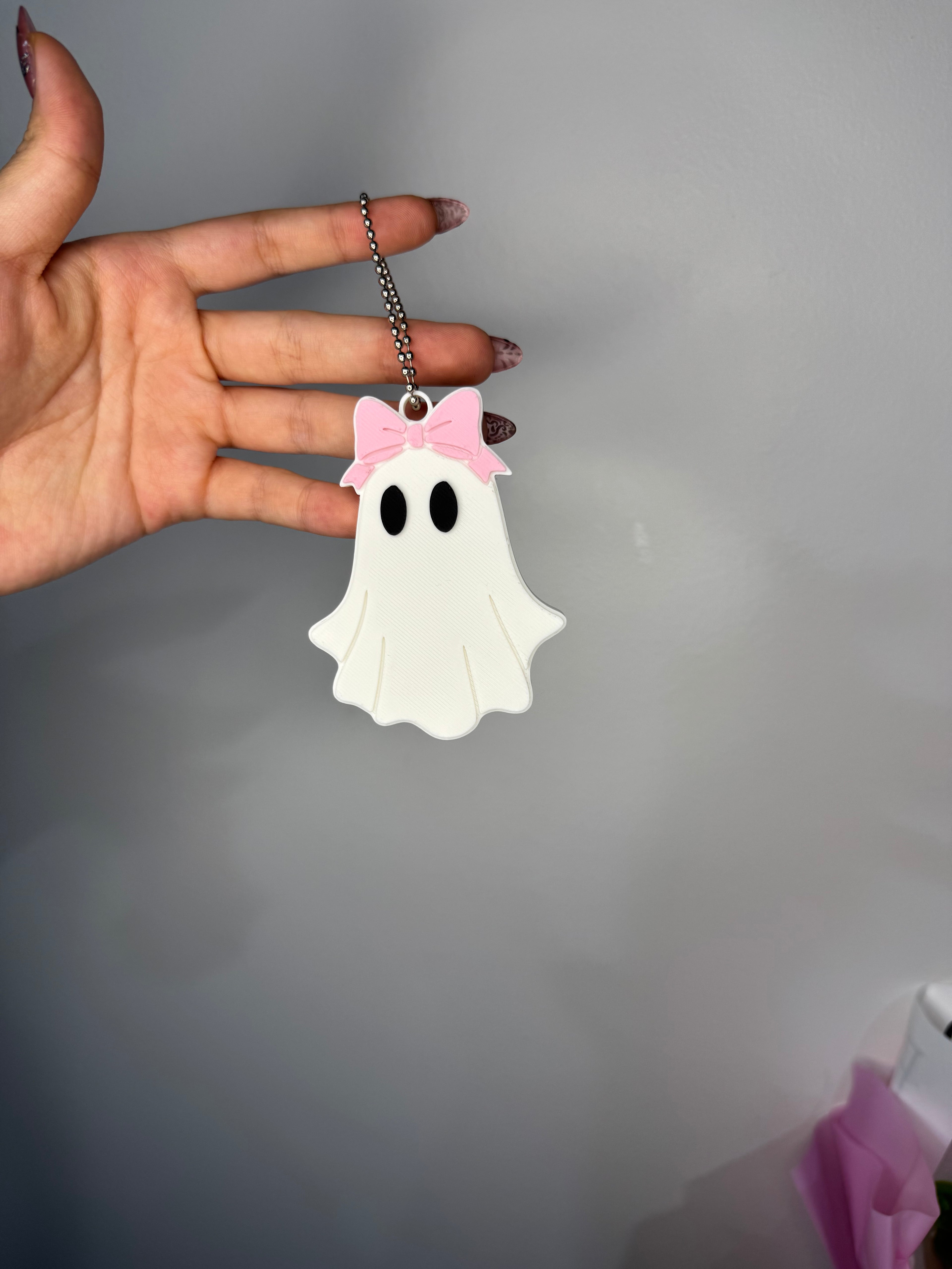 Fun Shape Halloween Ghost Coquette Can Opener - Kitchen Gadgets, Utensils, Compact Nail Saver with Pink Bow, Key Chain Spooky