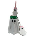 Spooky Ghost Theme 12oz Standard Can Holder, Manual Can Opener, Decorative Straw Topper